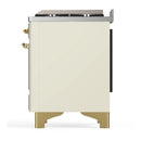 ILVE Majestic III 60-inch Dual Fuel Range with 5 Liquid Propane Burner, Griddle and Triple Glass Door Electric Oven in Antique White with Brass Trim (UM60FNR3AWGLP)