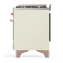 ILVE Majestic III 60-inch Dual Fuel Range with 5 Liquid Propane Burner, Griddle and Triple Glass Door Electric Oven in Antique White with Copper Trim (UM60FNR3AWPLP)