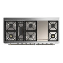 ILVE Majestic III 60-inch Dual Fuel Range with 5 Liquid Propane Burner, Griddle and Triple Glass Door Electric Oven in Blue Grey with Burnished Trim (UM60FNR3BGBLP)