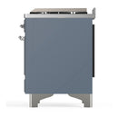 ILVE Majestic III 60-inch Dual Fuel Range with 5 Liquid Propane Burner, Griddle and Triple Glass Door Electric Oven in Blue Grey with Chrome Trim (UM60FNR3BGCLP)