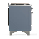 ILVE Majestic III 60-inch Dual Fuel Range with 7 Natural Gas Burner, Griddle and Triple Glass Door Electric Oven in Blue Grey with Chrome Trim (UM60FNR3BGC)