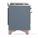 ILVE Majestic III 60-inch Dual Fuel Range with 5 Liquid Propane Burner, Griddle and Triple Glass Door Electric Oven in Blue Grey with Copper Trim (UM60FNR3BGPLP)