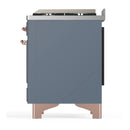ILVE Majestic III 60-inch Dual Fuel Range with 5 Liquid Propane Burner, Griddle and Triple Glass Door Electric Oven in Blue Grey with Copper Trim (UM60FNR3BGPLP)