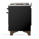 ILVE Majestic III 60-inch Dual Fuel Range with 5 Liquid Propane Burner, Griddle and Triple Glass Door Electric Oven in Glossy Black with Burnished Trim (UM60FNR3BKBLP)