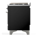 ILVE Majestic III 60-inch Dual Fuel Range with 5 Liquid Propane Burner, Griddle and Triple Glass Door Electric Oven in Glossy Black with Chrome Trim (UM60FNR3BKCLP)