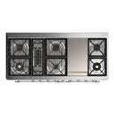 ILVE Majestic III 60-inch Dual Fuel Range with 5 Liquid Propane Burner, Griddle and Triple Glass Door Electric Oven in Glossy Black with Chrome Trim (UM60FNR3BKCLP)