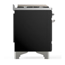 ILVE Majestic III 60-inch Dual Fuel Range with 7 Natural Gas Burner, Griddle and Triple Glass Door Electric Oven in Glossy Black with Chrome Trim (UM60FNR3BKC)