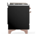 ILVE Majestic III 60-inch Dual Fuel Range with 5 Liquid Propane Burner, Griddle and Triple Glass Door Electric Oven in Glossy Black with Copper Trim (UM60FNR3BKPLP)
