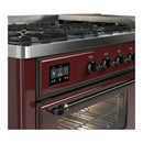 ILVE Majestic III 60-inch Dual Fuel Range with 5 Liquid Propane Burner, Griddle and Triple Glass Door Electric Oven in Burgundy with Burnished Trim (UM60FNR3BUBLP)