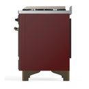 ILVE Majestic III 60-inch Dual Fuel Range with 5 Liquid Propane Burner, Griddle and Triple Glass Door Electric Oven in Burgundy with Burnished Trim (UM60FNR3BUBLP)