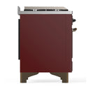 ILVE Majestic III 60-inch Dual Fuel Range with 7 Natural Gas Burner, Griddle and Triple Glass Door Electric Oven in Burgundy with Burnished Trim (UM60FNR3BUB)