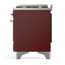 ILVE Majestic III 60-inch Dual Fuel Range with 5 Liquid Propane Burner, Griddle and Triple Glass Door Electric Oven in Burgundy with Chrome Trim (UM60FNR3BUCLP)