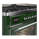 ILVE Majestic III 60-inch Dual Fuel Range with 5 Liquid Propane Burner, Griddle and Triple Glass Door Electric Oven in Emerald Green with Chrome Trim (UM60FNR3EGCLP)