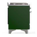 ILVE Majestic III 60-inch Dual Fuel Range with 5 Liquid Propane Burner, Griddle and Triple Glass Door Electric Oven in Emerald Green with Chrome Trim (UM60FNR3EGCLP)