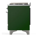 ILVE Majestic III 60-inch Dual Fuel Range with 5 Liquid Propane Burner, Griddle and Triple Glass Door Electric Oven in Emerald Green with Chrome Trim (UM60FNR3EGCLP)