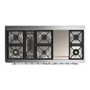 ILVE Majestic III 60-inch Dual Fuel Range with 7 Natural Gas Burner, Griddle and Triple Glass Door Electric Oven in Emerald Green with Chrome Trim (UM60FNR3EGC)