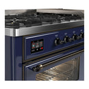 ILVE Majestic III 60-inch Dual Fuel Range with 5 Liquid Propane Burner, Griddle and Triple Glass Door Electric Oven in Midnight Blue with Burnished Trim (UM60FNR3MBBLP)