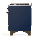 ILVE Majestic III 60-inch Dual Fuel Range with 7 Natural Gas Burner, Griddle and Triple Glass Door Electric Oven in Midnight Blue with Burnished Trim (UM60FNR3MBB)