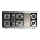 ILVE Majestic III 60-inch Dual Fuel Range with 7 Natural Gas Burner, Griddle and Triple Glass Door Electric Oven in Midnight Blue with Chrome Trim (UM60FNR3MBC)