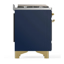 ILVE Majestic III 60-inch Dual Fuel Range with 5 Liquid Propane Burner, Griddle and Triple Glass Door Electric Oven in Blue Grey with Brass Trim (UM60FNR3MBGLP)