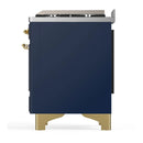 ILVE Majestic III 60-inch Dual Fuel Range with 5 Liquid Propane Burner, Griddle and Triple Glass Door Electric Oven in Blue Grey with Brass Trim (UM60FNR3MBGLP)