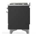 ILVE Majestic III 60-inch Dual Fuel Range with 5 Liquid Propane Burner, Griddle and Triple Glass Door Electric Oven in Graphite Matte with Chrome Trim (UM60FNR3MGCLP)