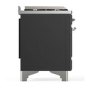 ILVE Majestic III 60-inch Dual Fuel Range with 7 Natural Gas Burner, Griddle and Triple Glass Door Electric Oven in Graphite Matte with Chrome Trim (UM60FNR3MGC)