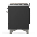 ILVE Majestic III 60-inch Dual Fuel Range with 7 Natural Gas Burner, Griddle and Triple Glass Door Electric Oven in Graphite Matte with Chrome Trim (UM60FNR3MGC)