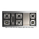 ILVE Majestic III 60-inch Dual Fuel Range with 7 Natural Gas Burner, Griddle and Triple Glass Door Electric Oven in Graphite Matte with Chrome Trim (UM60FNR3MGC)