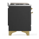 ILVE Majestic III 60-inch Dual Fuel Range with 7 Natural Gas Burner, Griddle and Triple Glass Door Electric Oven in Graphite Matte with Brass Trim (UM60FNR3MGG)