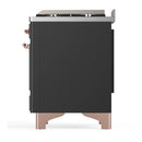 ILVE Majestic III 60-inch Dual Fuel Range with 5 Liquid Propane Burner, Griddle and Triple Glass Door Electric Oven in Graphite Matte with Copper Trim (UM60FNR3MGPLP)