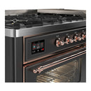 ILVE Majestic III 60-inch Dual Fuel Range with 7 Natural Gas Burner, Griddle and Triple Glass Door Electric Oven in Graphite Matte with Copper Trim (UM60FNR3MGP)