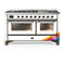 ILVE Majestic III 60-inch Dual Fuel Range with 5 Liquid Propane Burner, Griddle and Triple Glass Door Electric Oven in RAL with Burnished Trim (UM60FNR3RABLP)