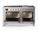 ILVE Majestic III 60-inch Dual Fuel Range with 5 Liquid Propane Burner, Griddle and Triple Glass Door Electric Oven in Stainless Steel with Chrome Trim (UM60FNR3SSCLP)