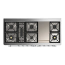 ILVE Majestic III 60-inch Dual Fuel Range with 5 Liquid Propane Burner, Griddle and Triple Glass Door Electric Oven in Stainless Steel with Chrome Trim (UM60FNR3SSCLP)