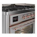 ILVE Majestic III 60-inch Dual Fuel Range with 5 Liquid Propane Burner, Griddle and Triple Glass Door Electric Oven in Stainless Steel with Copper Trim (UM60FNR3SSPLP)