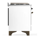 ILVE Majestic III 60-inch Dual Fuel Range with 5 Liquid Propane Burner, Griddle and Triple Glass Door Electric Oven in White with Burnished Trim (UM60FNR3WHBLP)