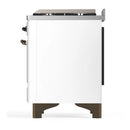 ILVE Majestic III 60-inch Dual Fuel Range with 7 Natural Gas Burner, Griddle and Triple Glass Door Electric Oven in White with Burnished Trim (UM60FNR3WHB)