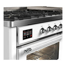 ILVE Majestic III 60-inch Dual Fuel Range with 5 Liquid Propane Burner, Griddle and Triple Glass Door Electric Oven in White with Chrome Trim (UM60FNR3WHCLP)