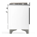 ILVE Majestic III 60-inch Dual Fuel Range with 5 Liquid Propane Burner, Griddle and Triple Glass Door Electric Oven in White with Chrome Trim (UM60FNR3WHCLP)