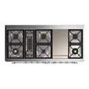 ILVE Majestic III 60-inch Dual Fuel Range with 5 Liquid Propane Burner, Griddle and Triple Glass Door Electric Oven in White with Chrome Trim (UM60FNR3WHCLP)