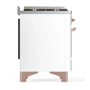 ILVE Majestic III 60-inch Dual Fuel Range with 7 Natural Gas Burner, Griddle and Triple Glass Door Electric Oven in White with Copper Trim (UM60FNR3WHP)