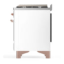 ILVE Majestic III 60-inch Dual Fuel Range with 7 Natural Gas Burner, Griddle and Triple Glass Door Electric Oven in White with Copper Trim (UM60FNR3WHP)