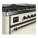 ILVE Majestic III 60-inch Dual Fuel Range with 5 Liquid Propane Burner, Griddle and Solid Door Electric Oven in Antique White with Burnished Trim (UM60FQNR3AWBLP)