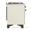 ILVE Majestic III 60-inch Dual Fuel Range with 5 Liquid Propane Burner, Griddle and Solid Door Electric Oven in Antique White with Burnished Trim (UM60FQNR3AWBLP)
