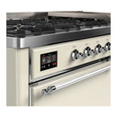 ILVE Majestic III 60-inch Dual Fuel Range with 5 Liquid Propane Burner, Griddle and Solid Door Electric Oven in Antique White with Chrome Trim (UM60FQNR3AWCLP)
