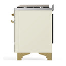 ILVE Majestic III 60-inch Dual Fuel Range with 7 Natural Gas Burner, Griddle and Solid Door Electric Oven in Antique White with Brass Trim (UM60FQNR3AWG)