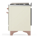 ILVE Majestic III 60-inch Dual Fuel Range with 7 Natural Gas Burner, Griddle and Solid Door Electric Oven in Antique White with Copper Trim (UM60FQNR3AWP)
