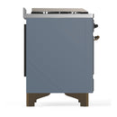 ILVE Majestic III 60-inch Dual Fuel Range with 5 Liquid Propane Burner, Griddle and Solid Door Electric Oven in Blue Grey with Burnished Trim (UM60FQNR3BGBLP)