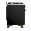 ILVE Majestic III 60-inch Dual Fuel Range with 5 Liquid Propane Burner, Griddle and Solid Door Electric Oven in Glossy Black with Burnished Trim (UM60FQNR3BKBLP)
